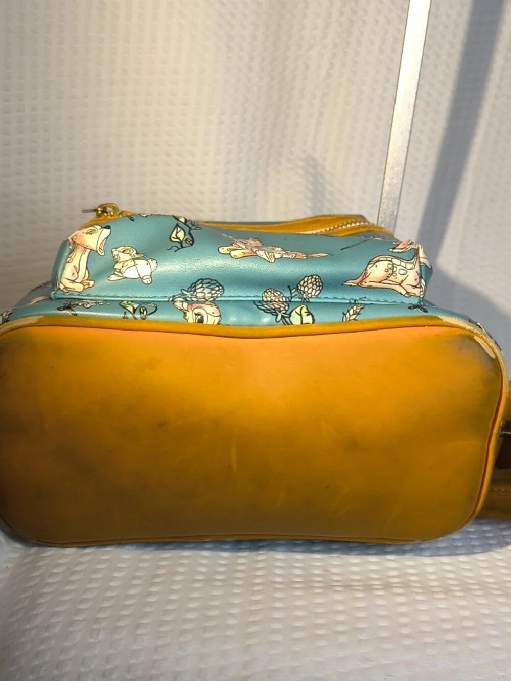 Loungefly Teal Bambi Floral Mini Backpack with Gold Trim